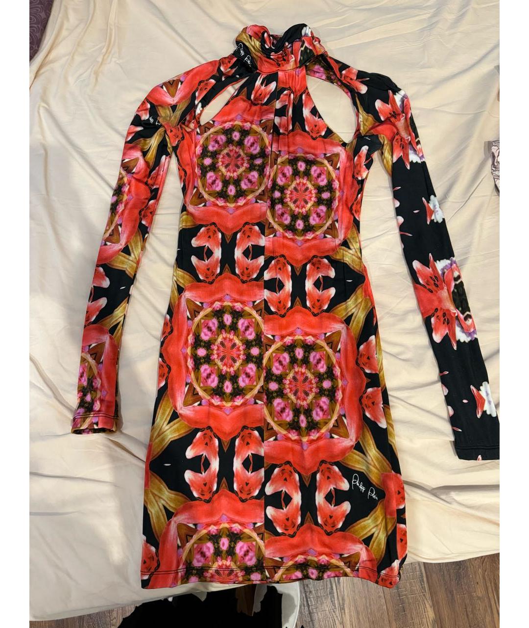 PHILIPP PLEIN Мульти полиэстеровое коктейльное платье, фото 7