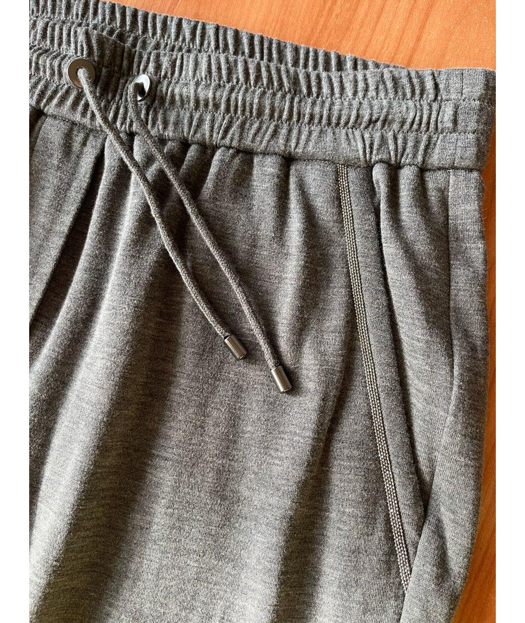 BRUNELLO CUCINELLI Серые хлопко-эластановые спортивные брюки и шорты, фото 3