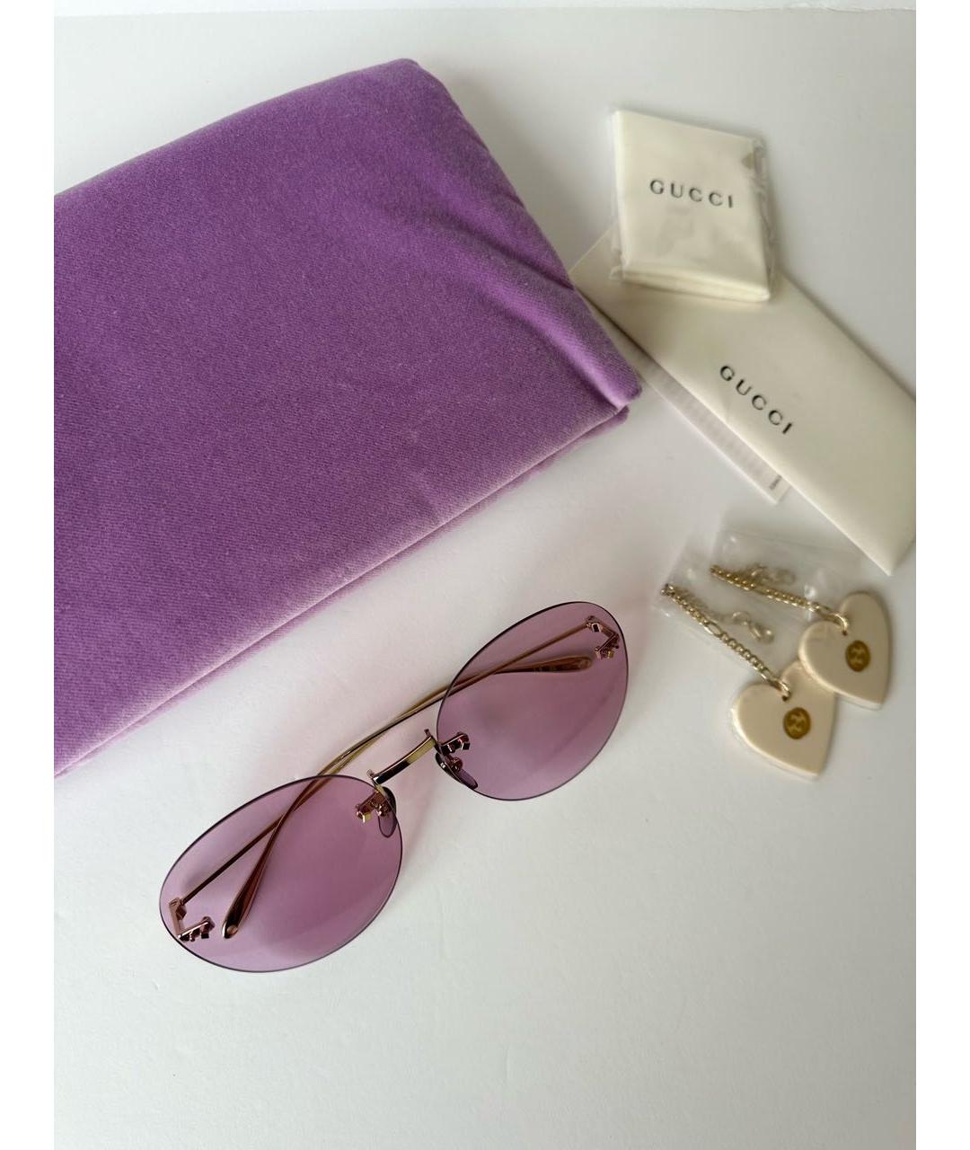 GUCCI Фиолетовые металлические солнцезащитные очки, фото 6