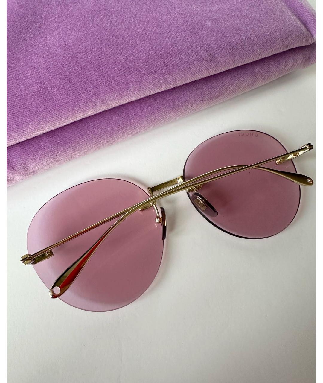 GUCCI Фиолетовые металлические солнцезащитные очки, фото 5