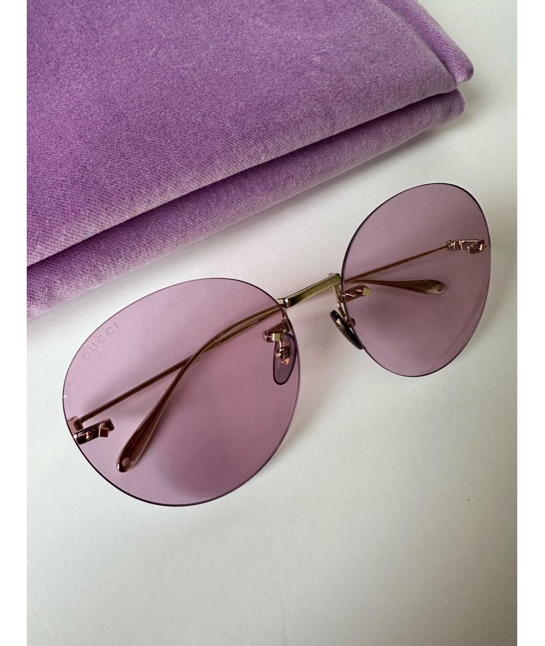 GUCCI Фиолетовые металлические солнцезащитные очки, фото 4
