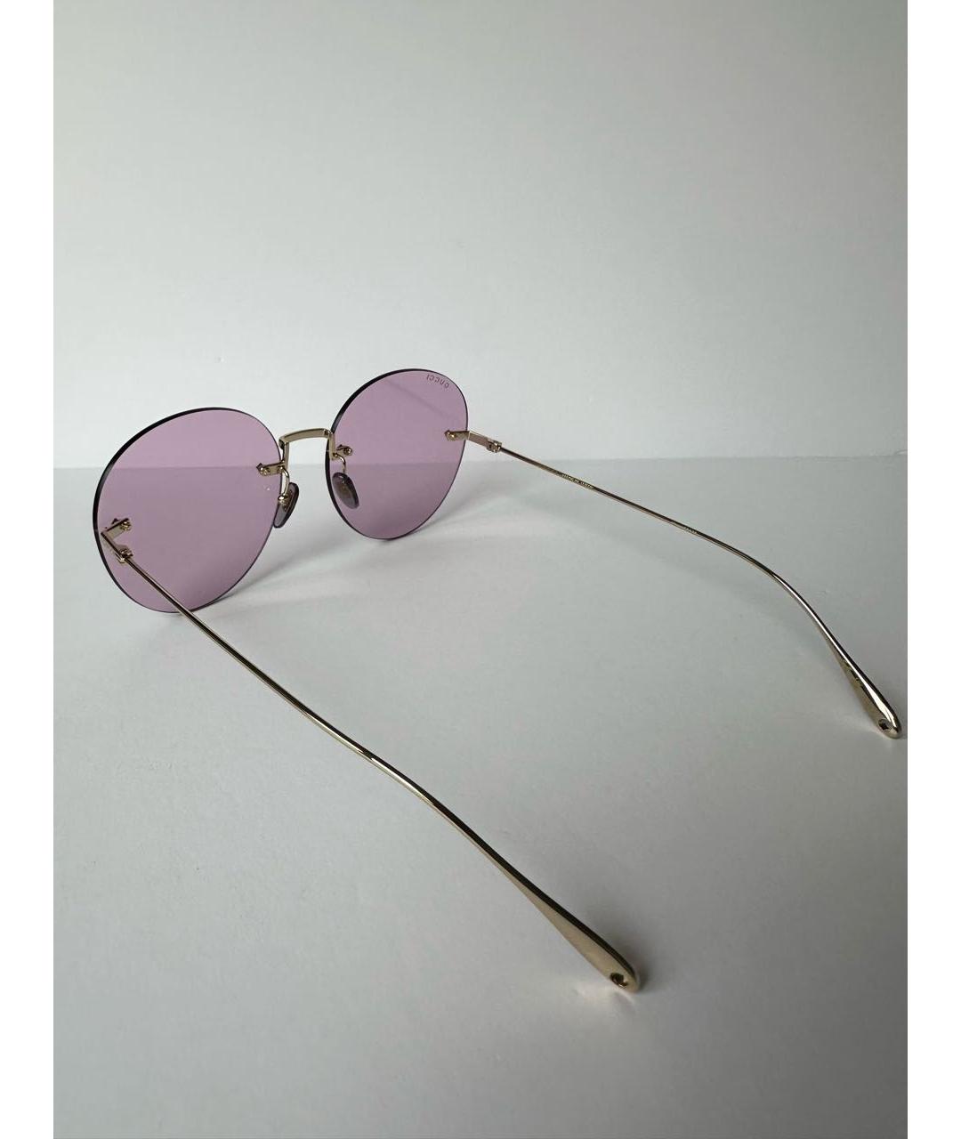 GUCCI Фиолетовые металлические солнцезащитные очки, фото 8