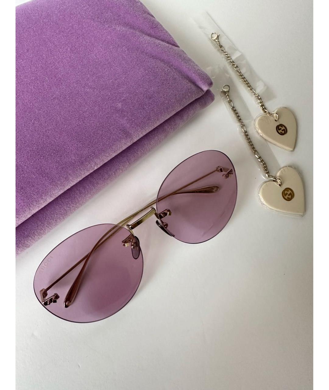 GUCCI Фиолетовые металлические солнцезащитные очки, фото 3