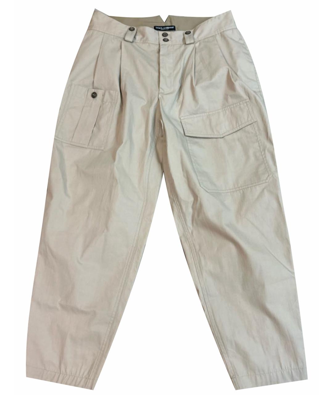 DOLCE&GABBANA Бежевые хлопковые брюки широкие, фото 1