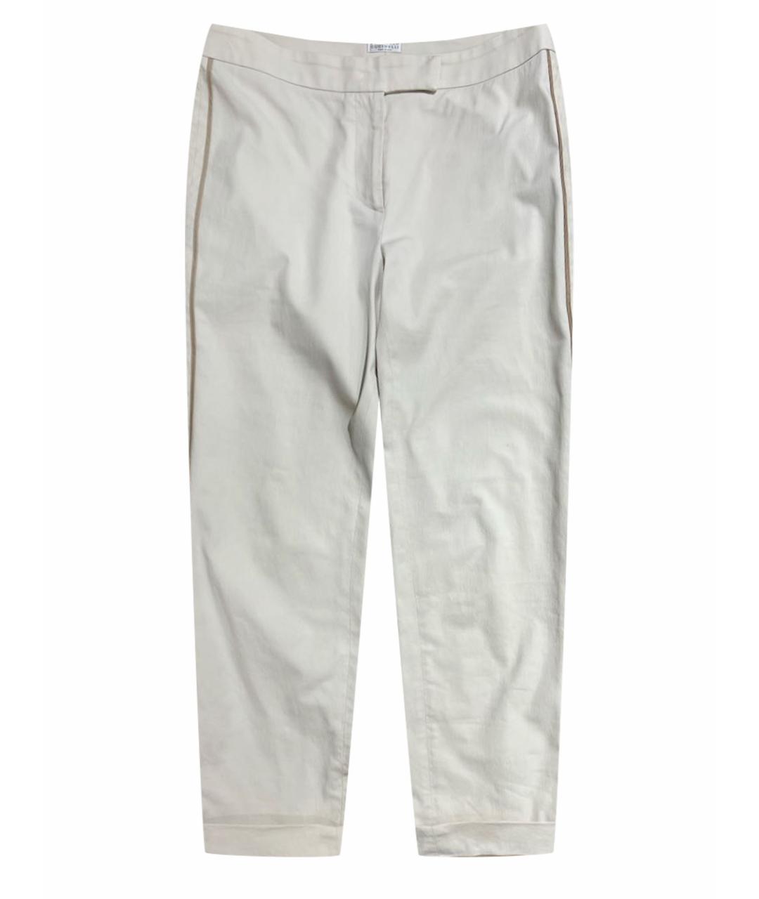 BRUNELLO CUCINELLI Бежевые хлопковые брюки узкие, фото 1
