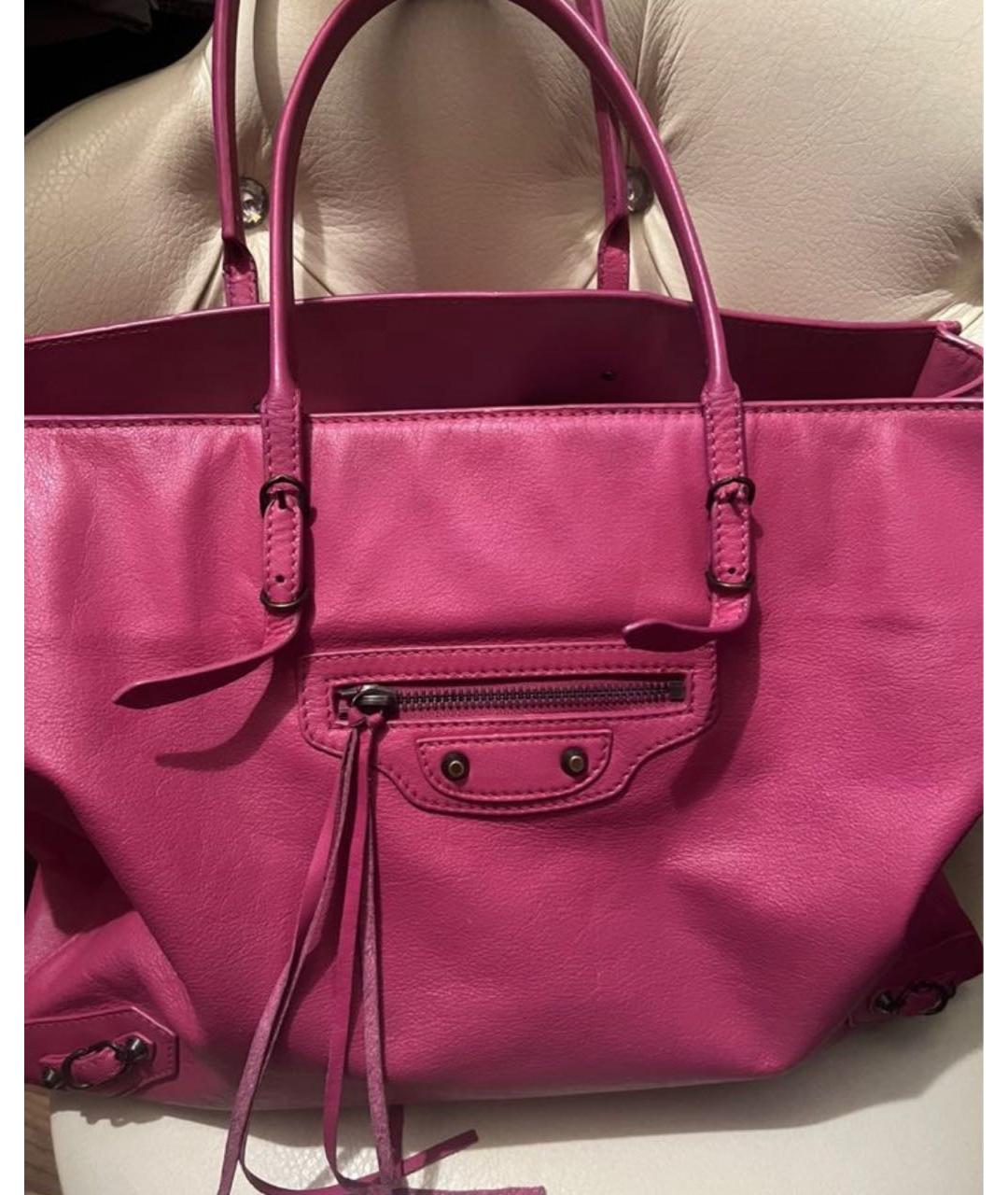 BALENCIAGA Розовая кожаная сумка тоут, фото 2