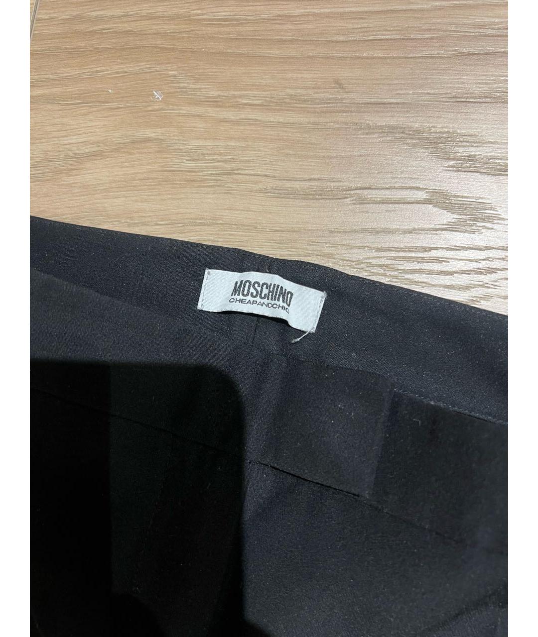 MOSCHINO Черные полиэстеровые брюки узкие, фото 3