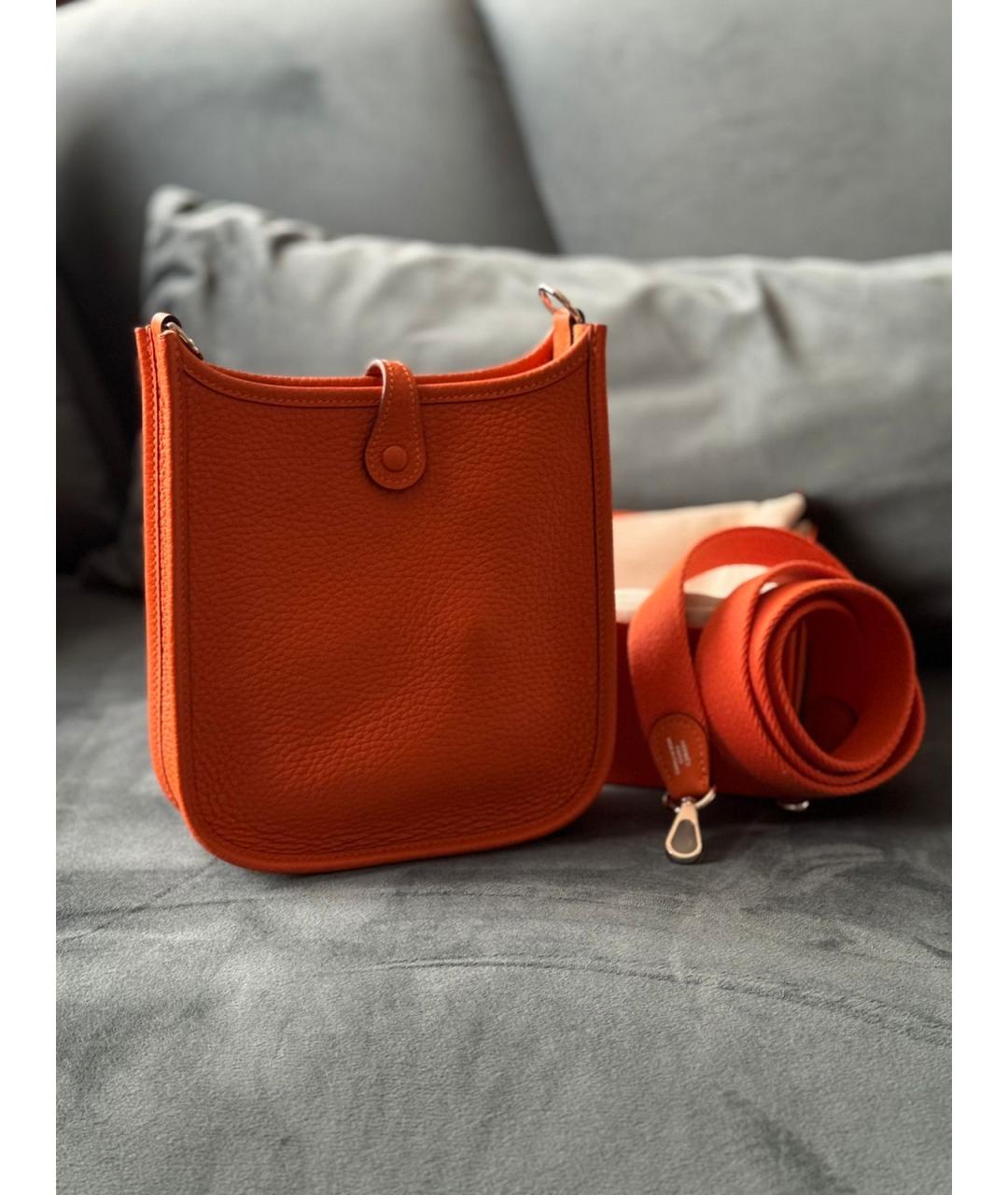 HERMES Оранжевая кожаная сумка через плечо, фото 2