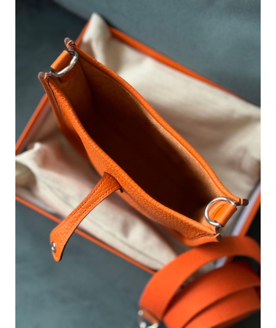 HERMES Оранжевая кожаная сумка через плечо, фото 3