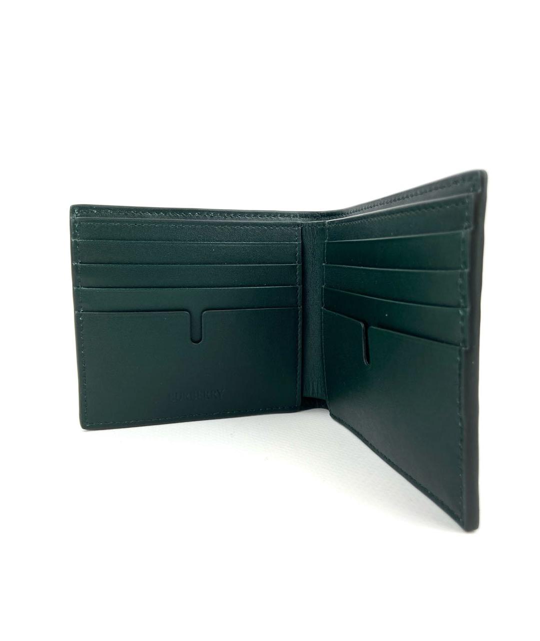 BURBERRY Зеленый кожаный кошелек, фото 3