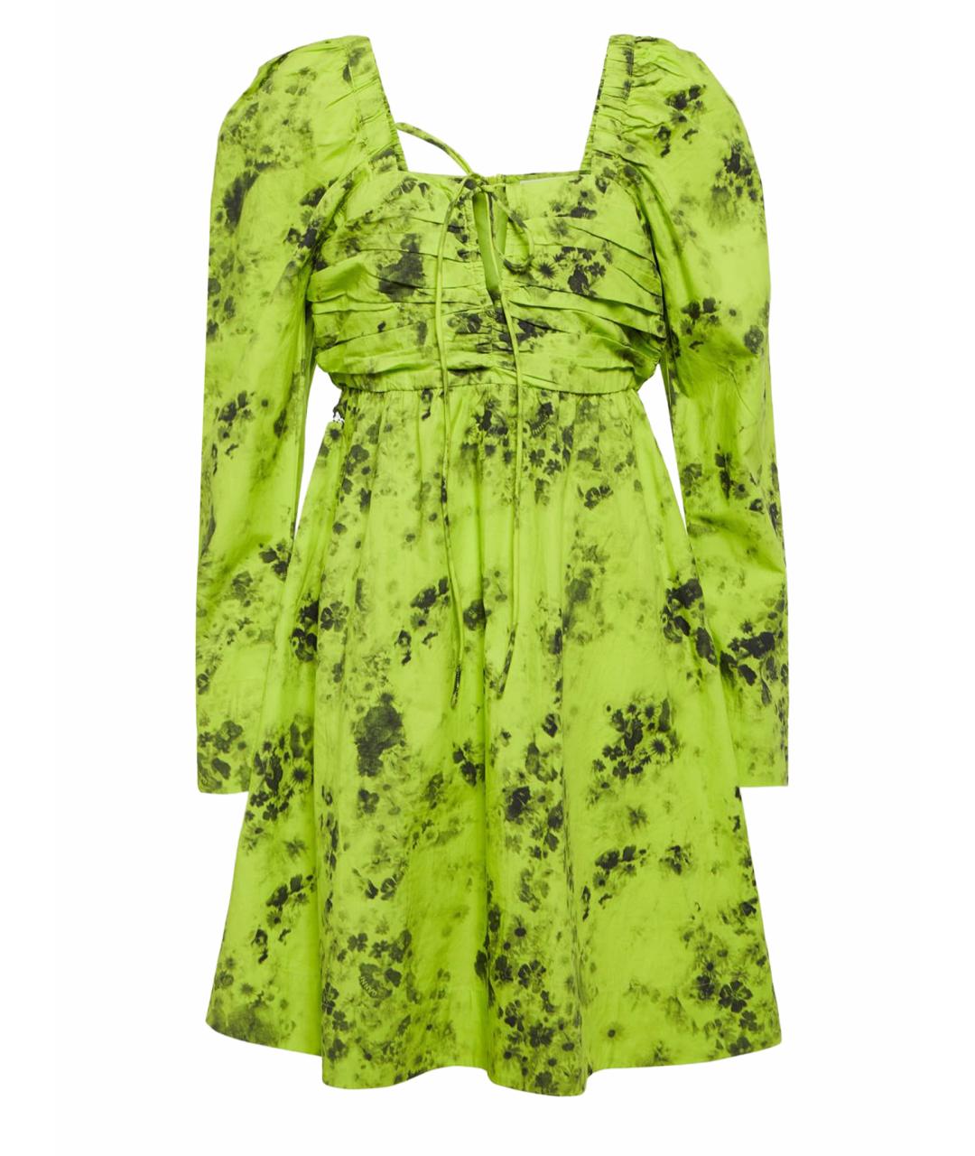 GANNI Зеленые хлопковое повседневное платье, фото 1