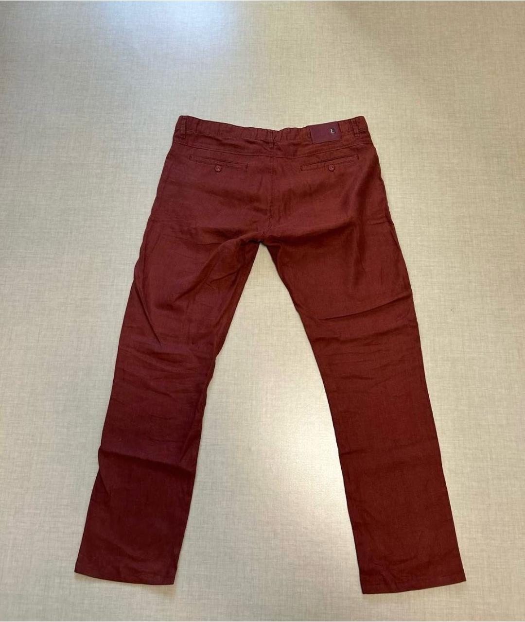 BOGNER Бордовые льняные повседневные брюки, фото 2