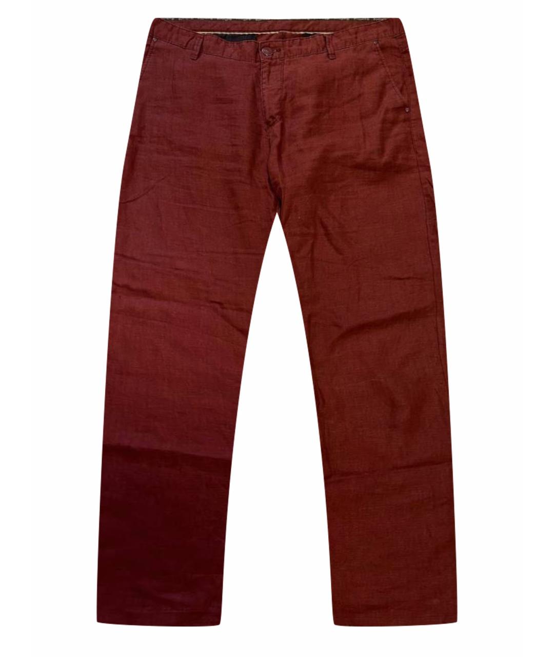 BOGNER Бордовые льняные повседневные брюки, фото 1