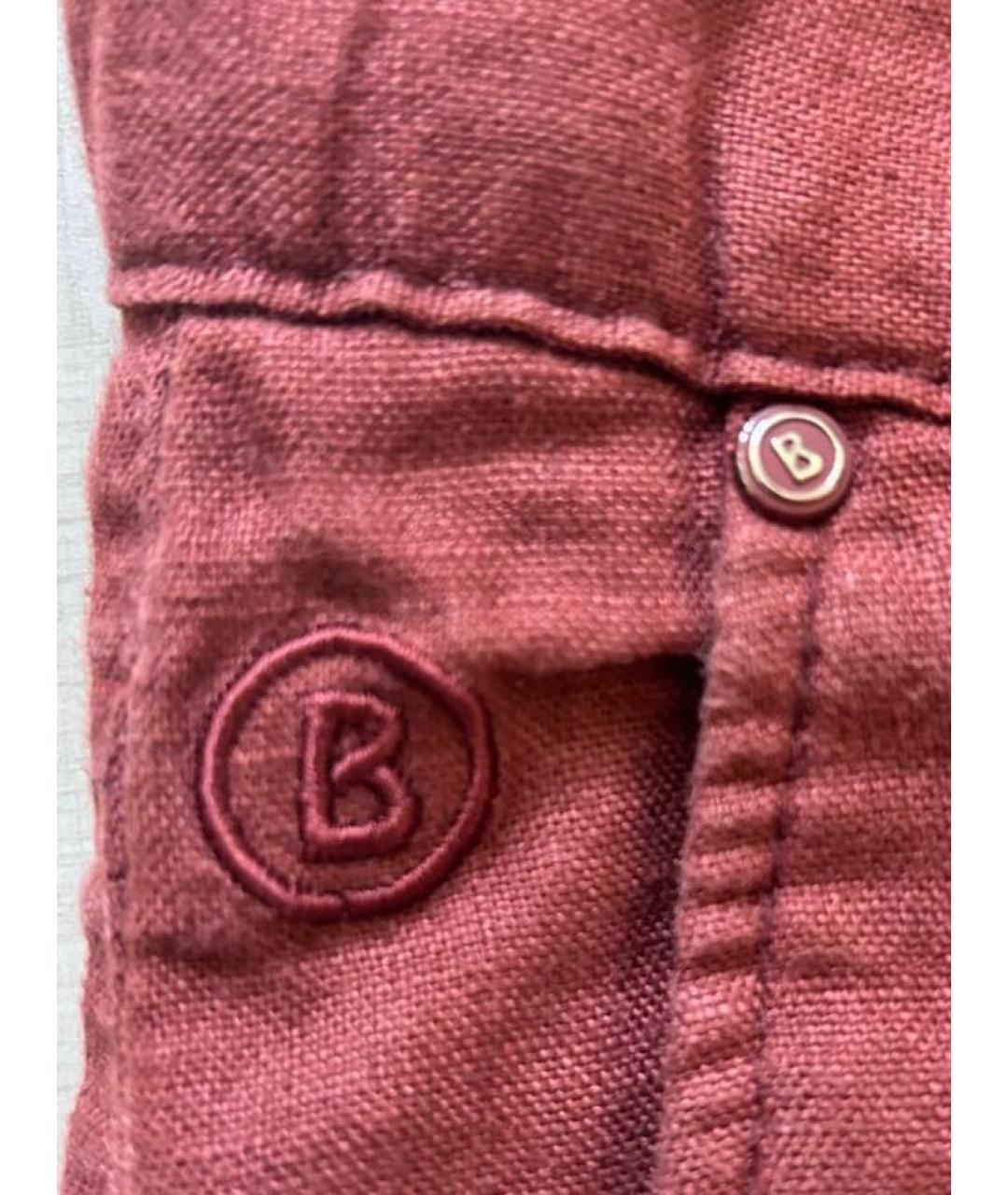 BOGNER Бордовые льняные повседневные брюки, фото 5