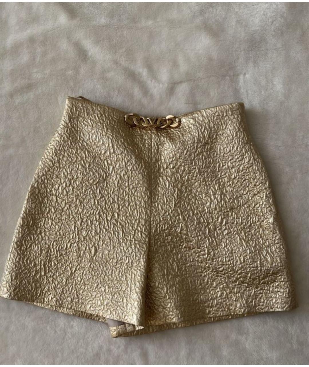 VALENTINO Золотые шелковые шорты, фото 2