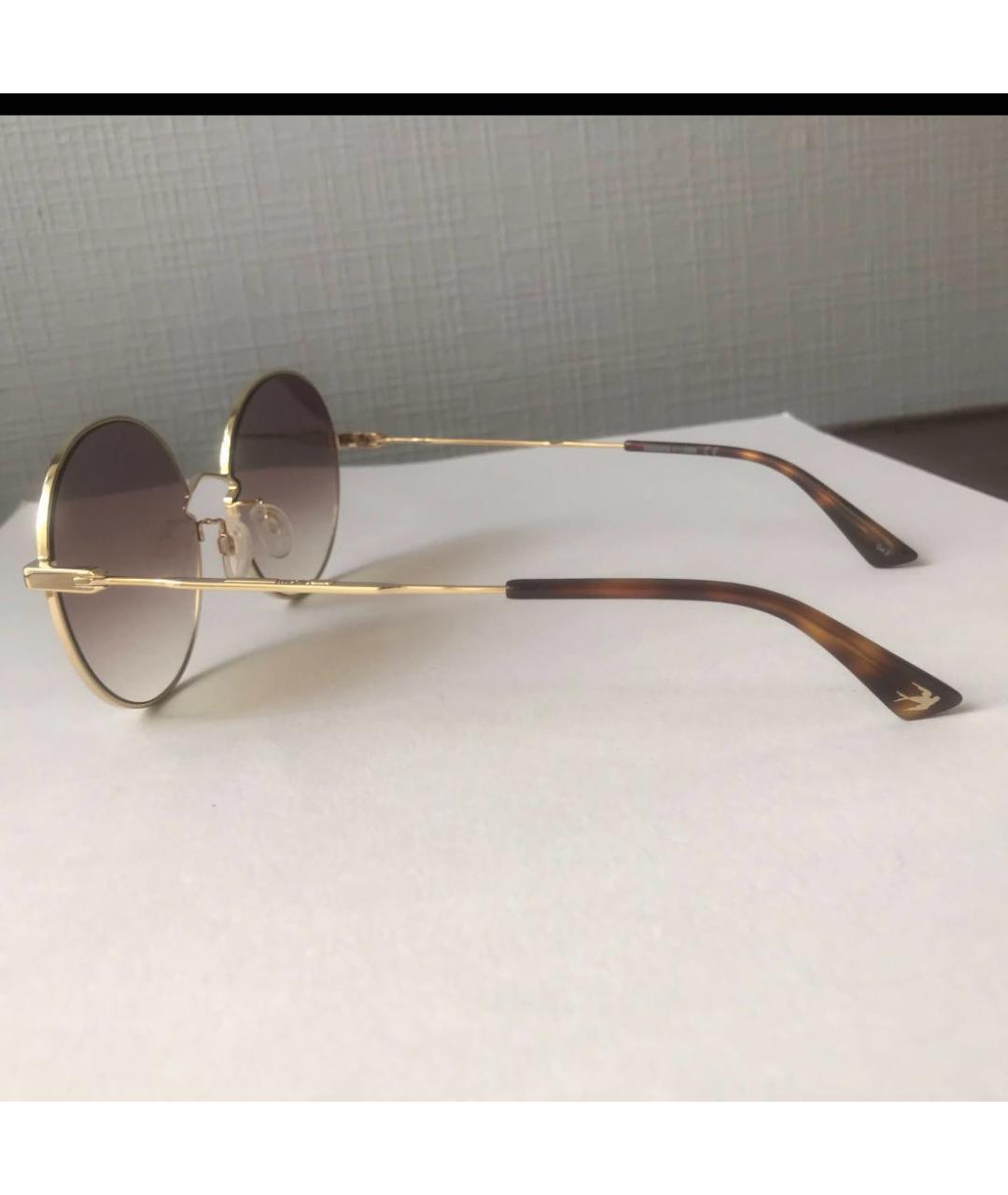 ALEXANDER MCQUEEN Коричневые металлические солнцезащитные очки, фото 2