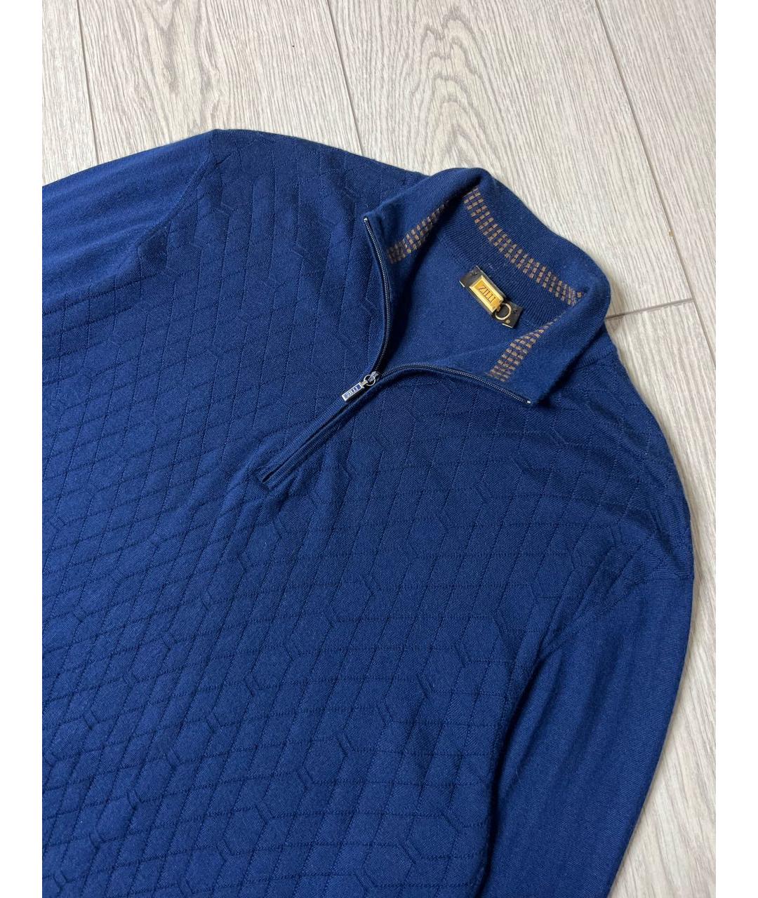 ZILLI Темно-синий кашемировый джемпер / свитер, фото 6