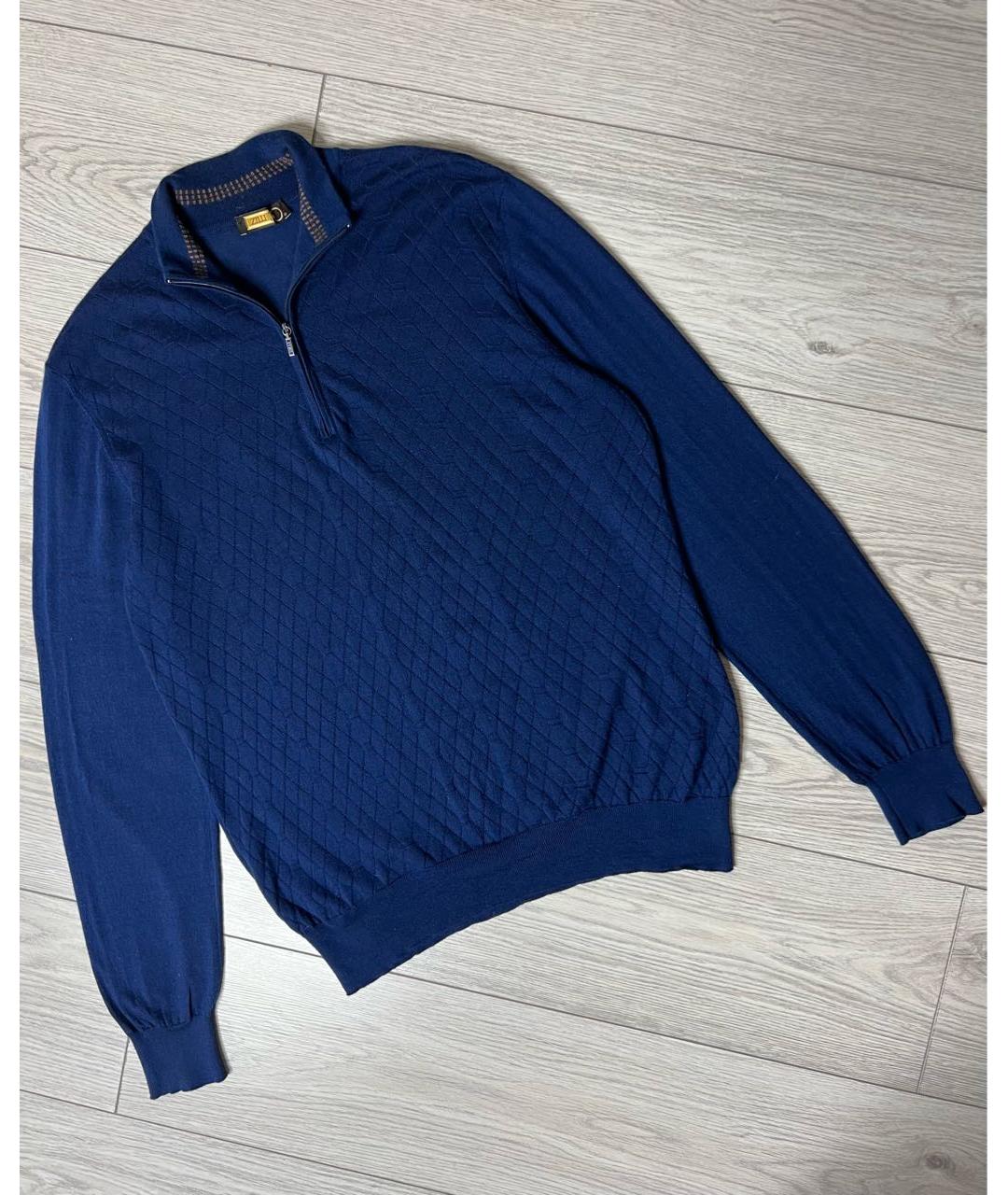 ZILLI Темно-синий кашемировый джемпер / свитер, фото 8