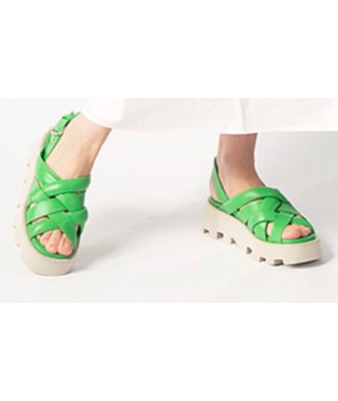 ELENA LACHI Зеленые кожаные сандалии, фото 5