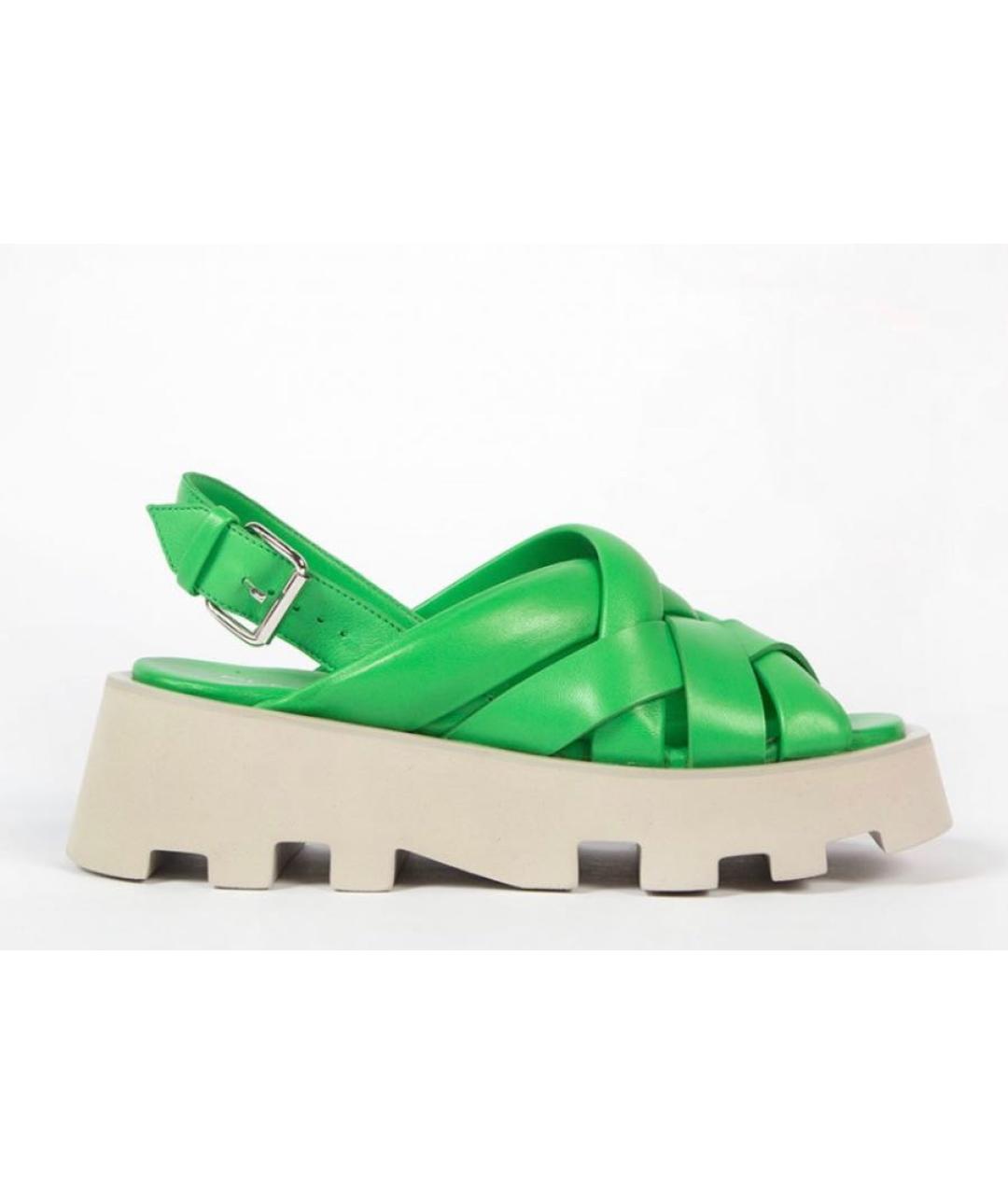 ELENA LACHI Зеленые кожаные сандалии, фото 1