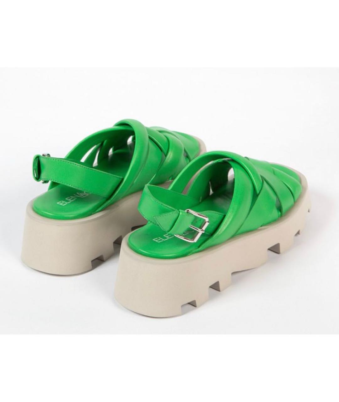 ELENA LACHI Зеленые кожаные сандалии, фото 4