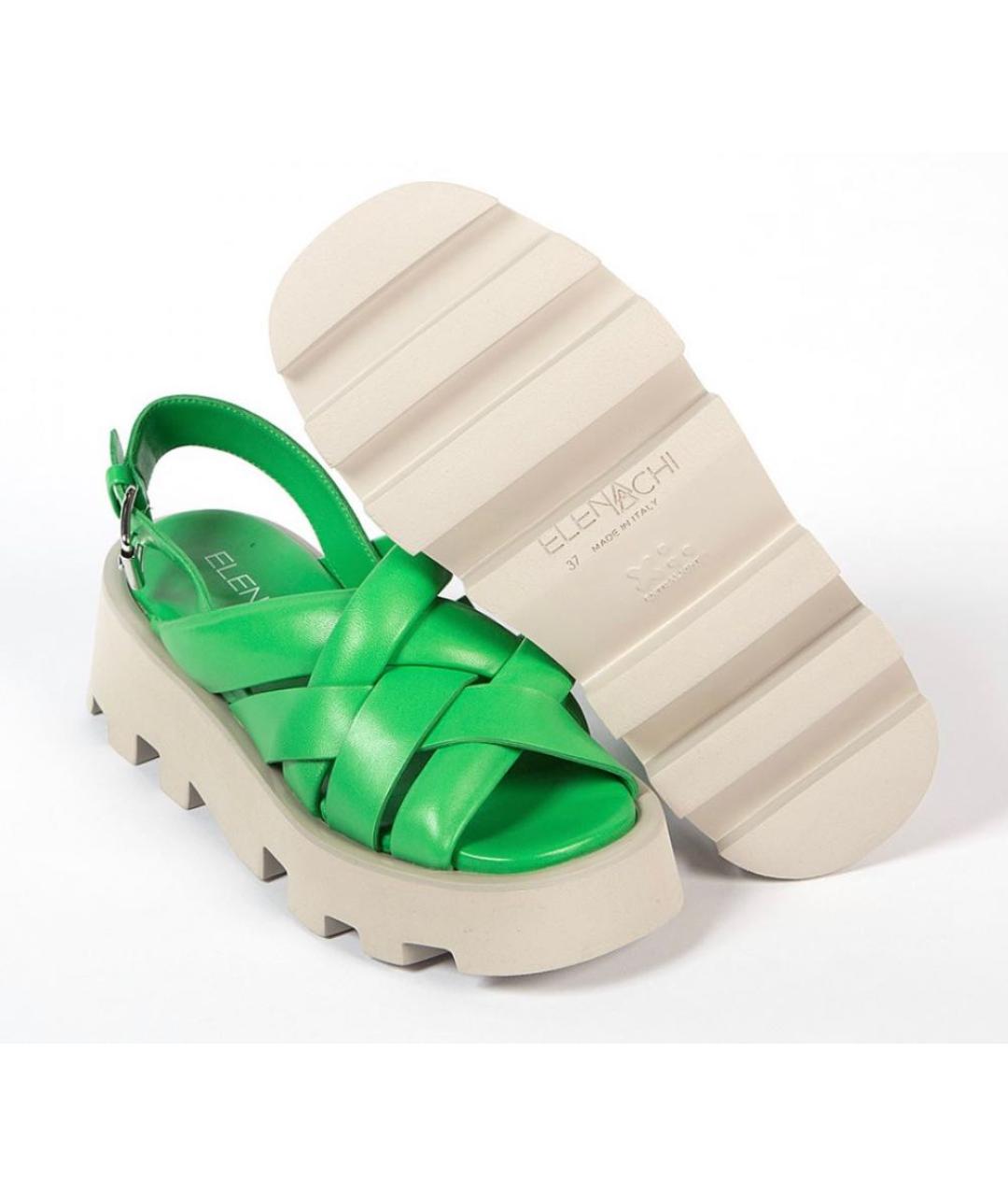 ELENA LACHI Зеленые кожаные сандалии, фото 2