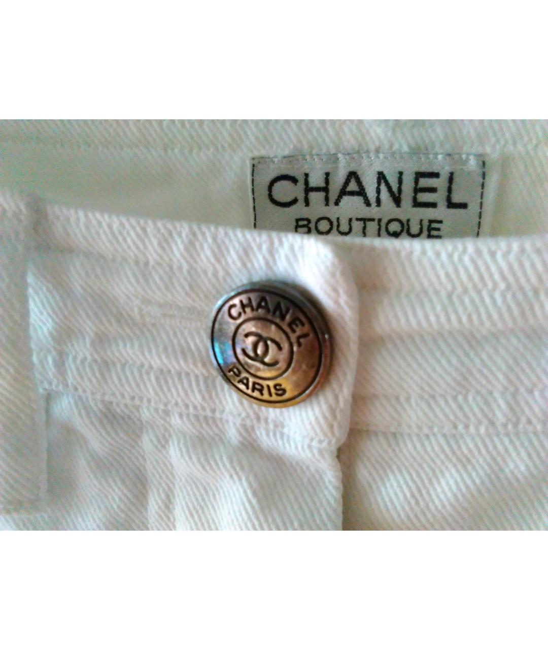 CHANEL Белые хлопковые прямые джинсы, фото 5