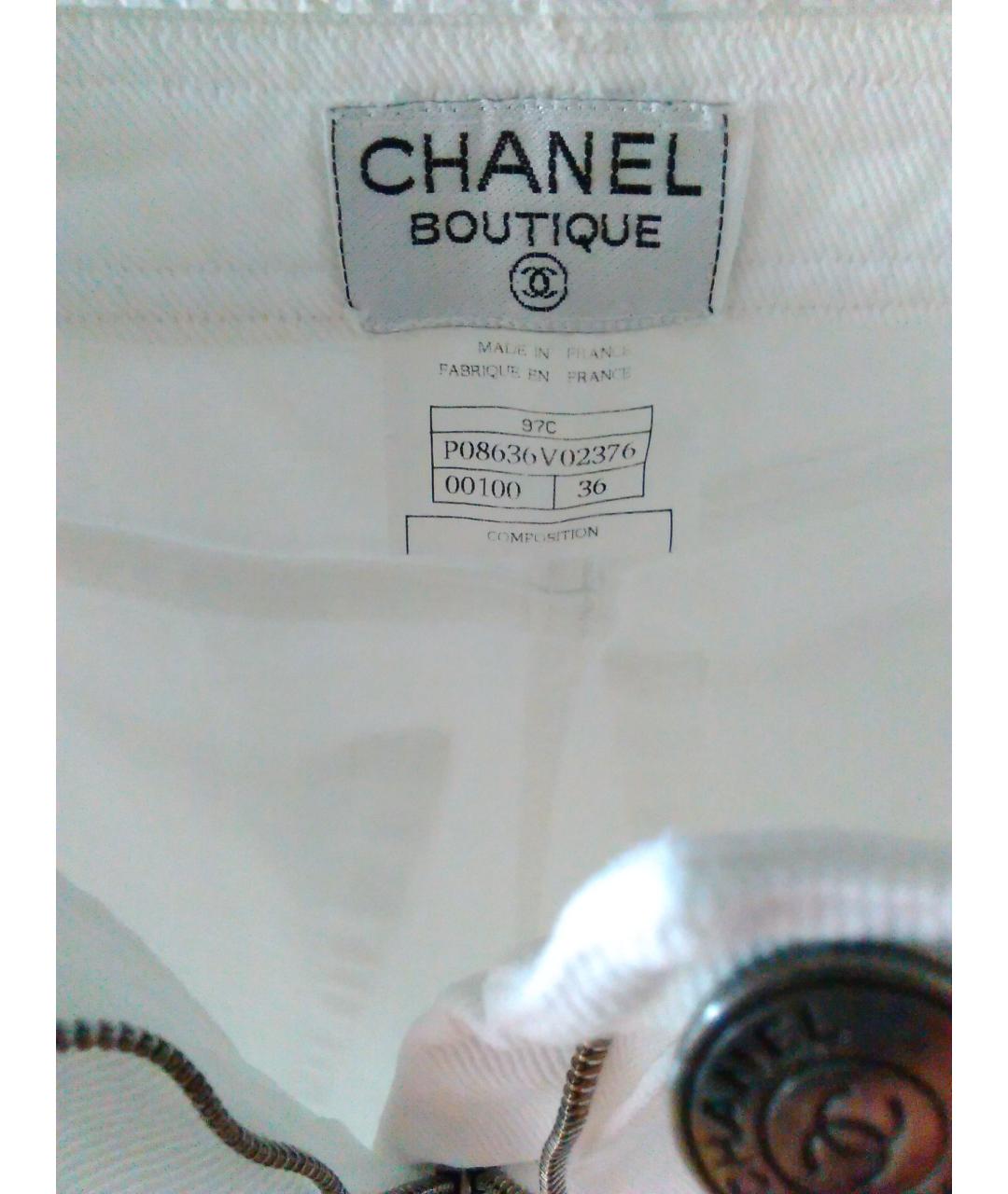 CHANEL Белые хлопковые прямые джинсы, фото 4