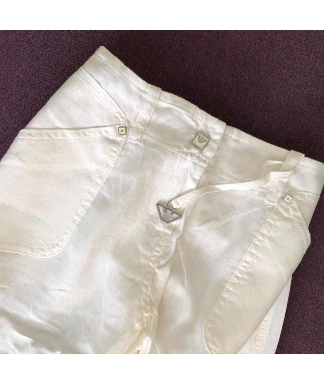 ARMANI JUNIOR Белые льняные брюки и шорты, фото 3