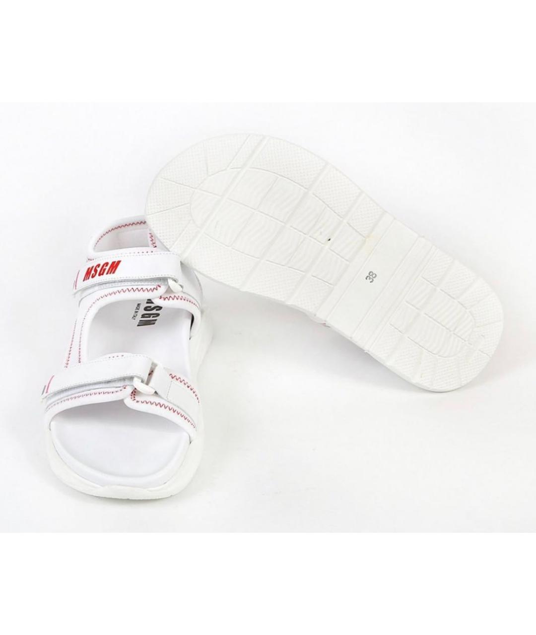 MSGM Белые кожаные сандалии, фото 5