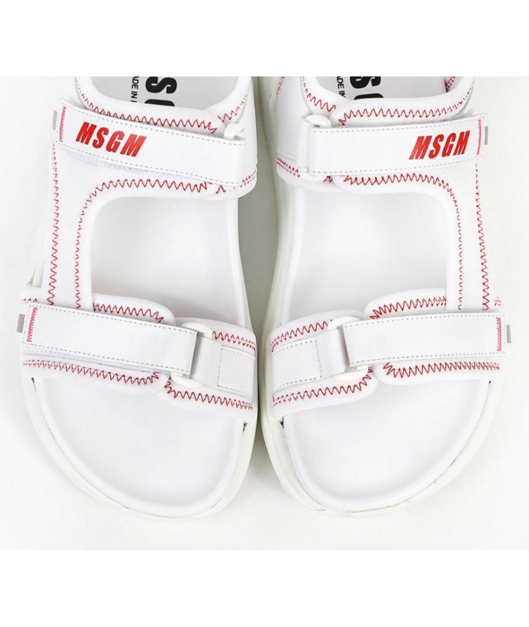 MSGM Белые кожаные сандалии, фото 3