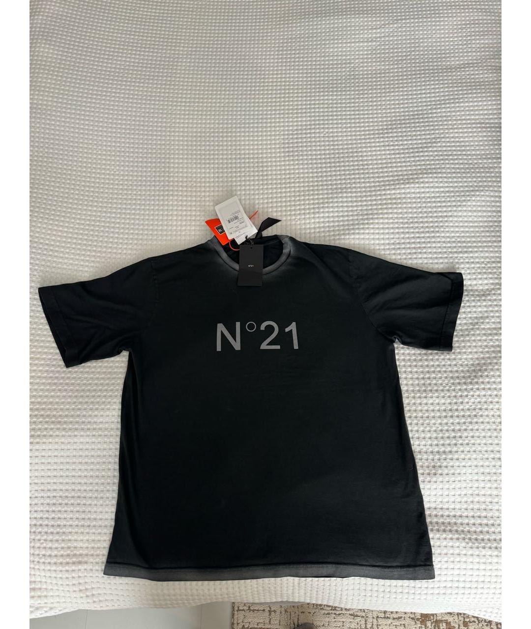 NO. 21 Черная хлопковая футболка, фото 7