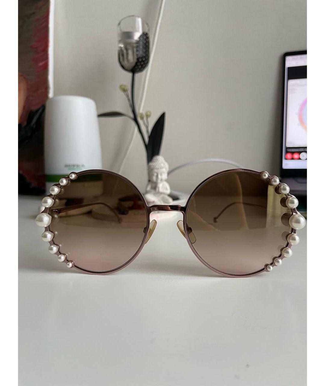FENDI Розовые металлические солнцезащитные очки, фото 5