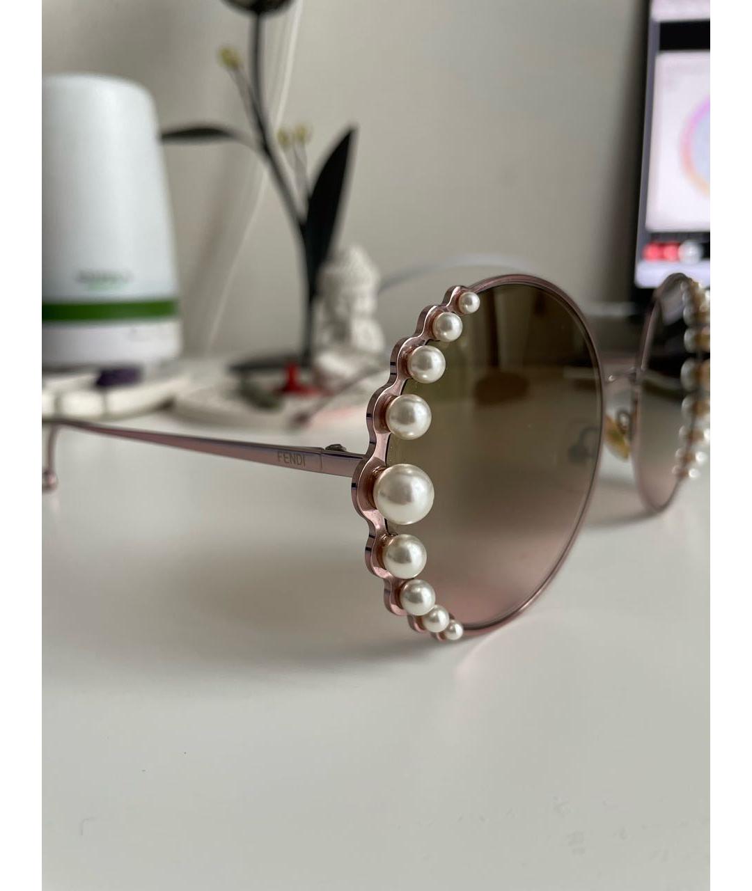 FENDI Розовые металлические солнцезащитные очки, фото 2