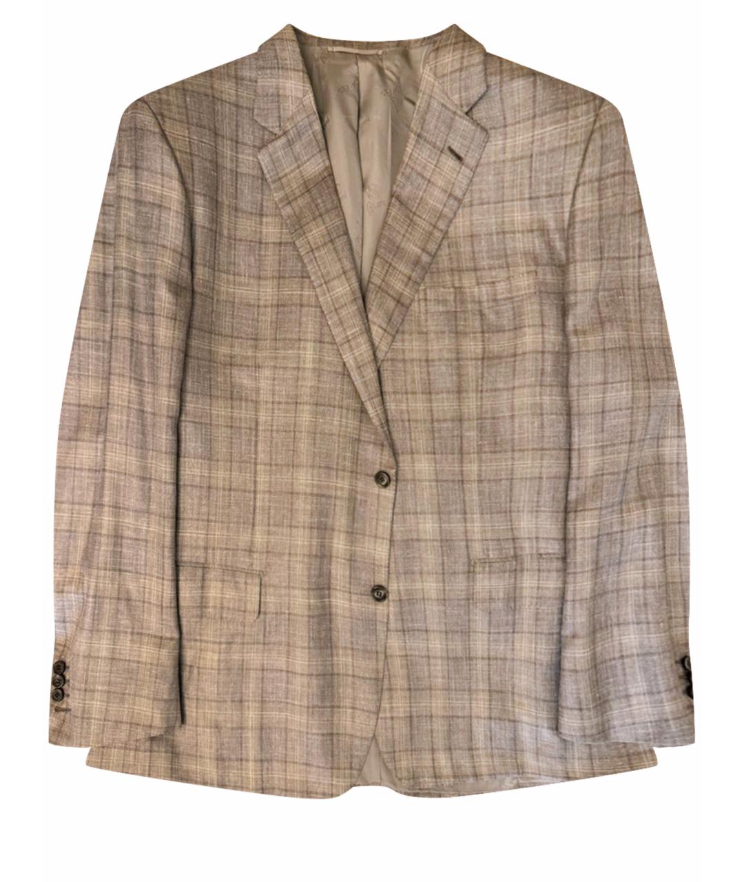 BRIONI Бежевый шелковый пиджак, фото 1