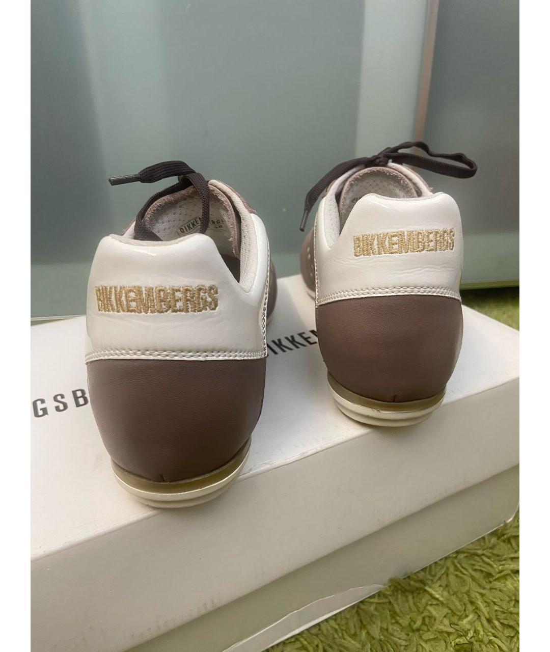 BIKKEMBERGS Бежевые кожаные кроссовки, фото 4