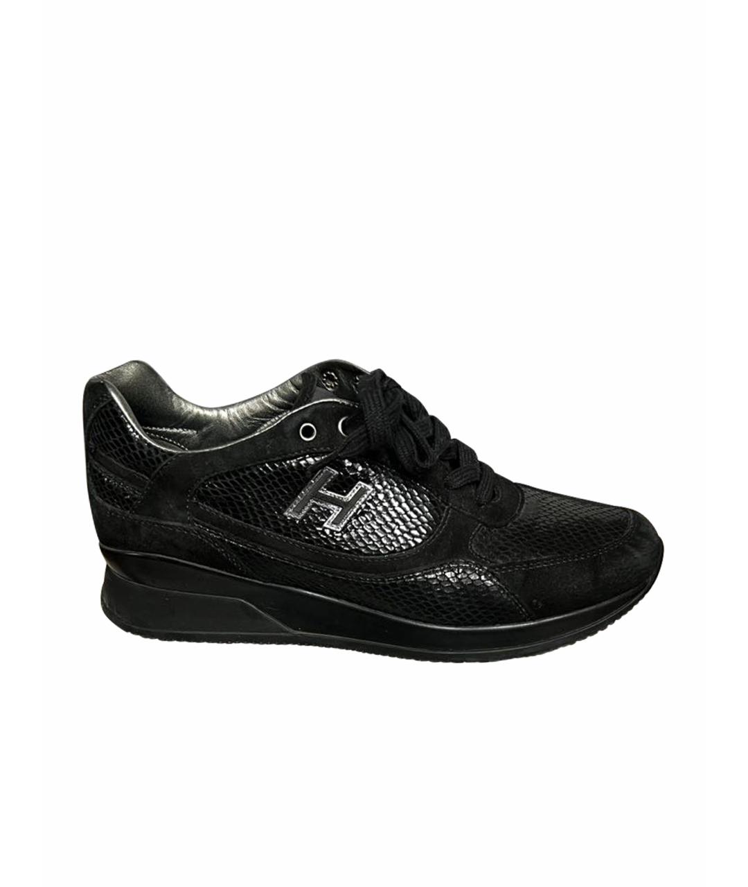 HOGAN Черные кожаные кроссовки, фото 1