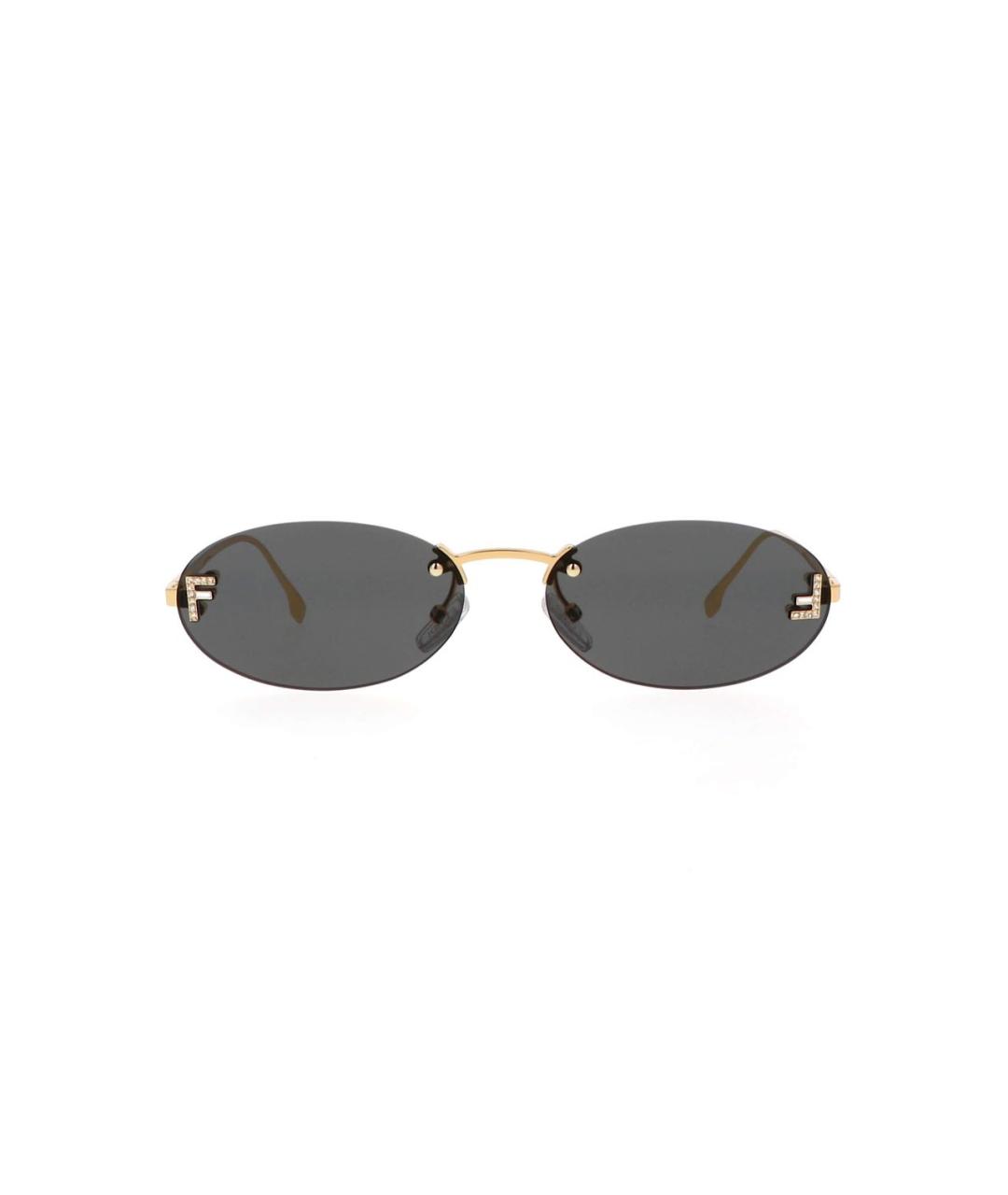 FENDI Золотые солнцезащитные очки, фото 1