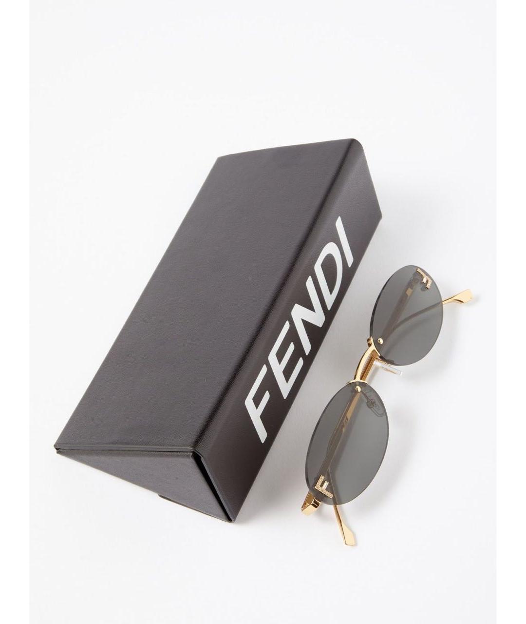 FENDI Золотые солнцезащитные очки, фото 2