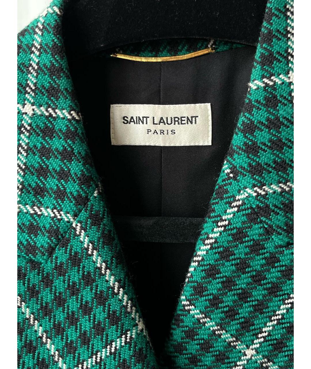 SAINT LAURENT Зеленый шерстяной жакет/пиджак, фото 3