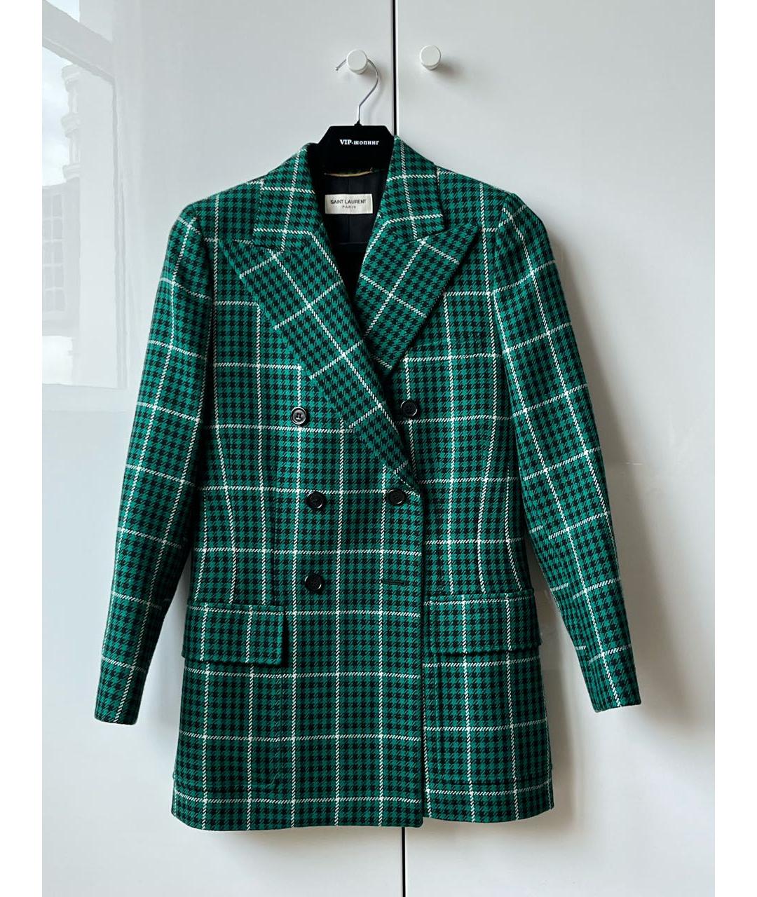 SAINT LAURENT Зеленый шерстяной жакет/пиджак, фото 5