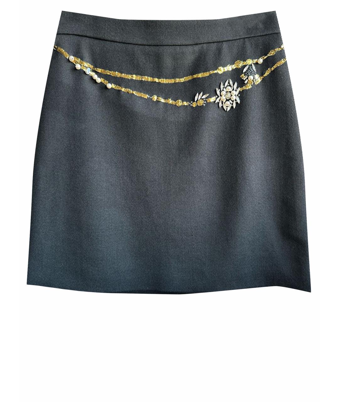 SAINT LAURENT Черная шерстяная юбка мини, фото 1