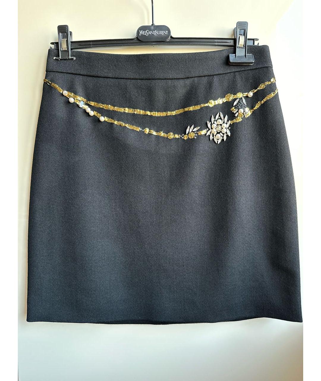 SAINT LAURENT Черная шерстяная юбка мини, фото 7