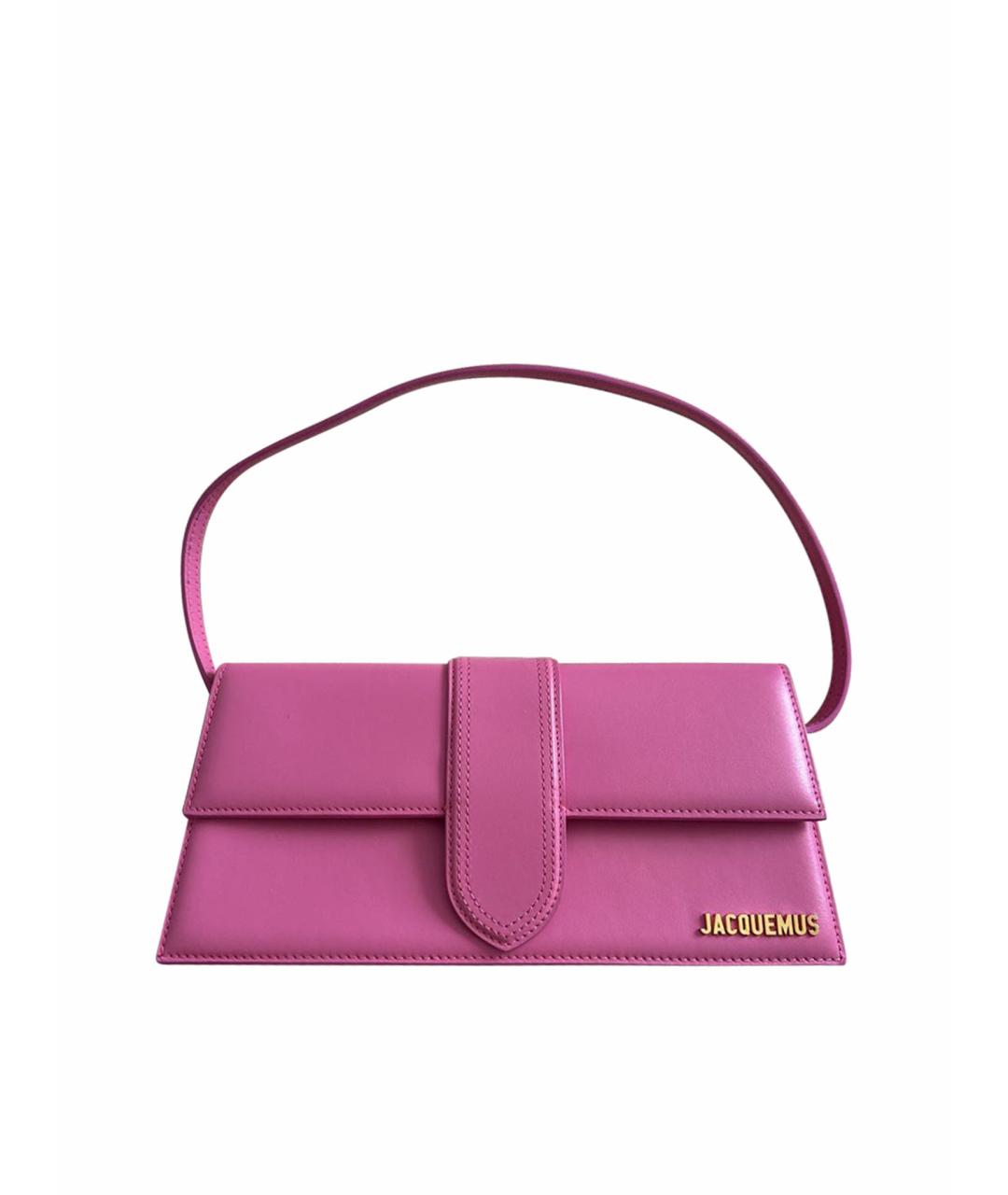 JACQUEMUS Розовая кожаная сумка с короткими ручками, фото 1