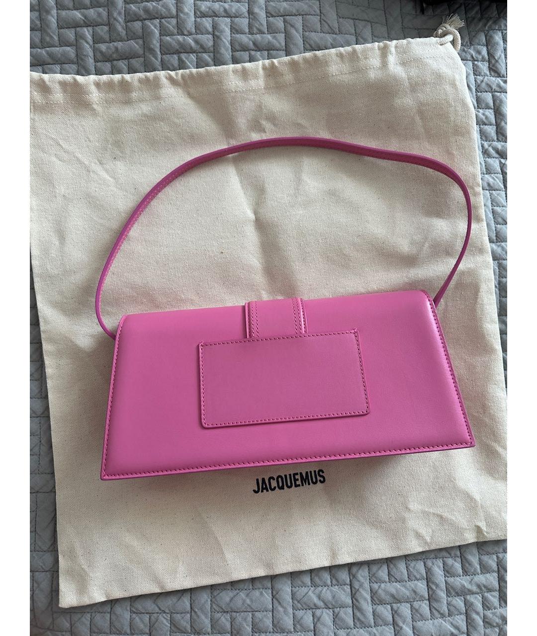 JACQUEMUS Розовая кожаная сумка с короткими ручками, фото 3