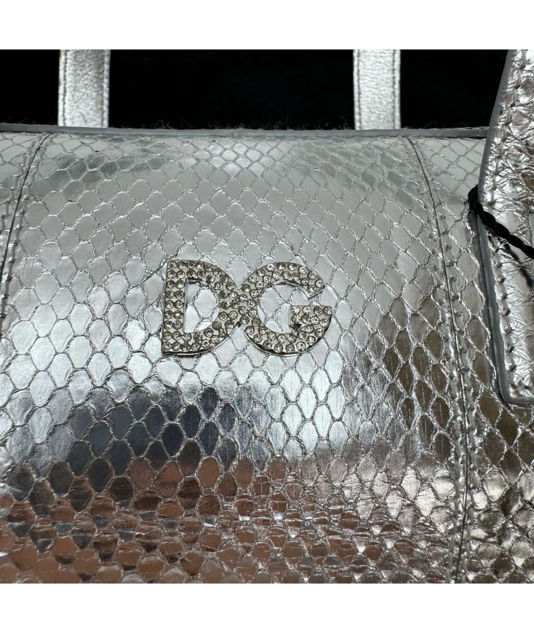 DOLCE&GABBANA Серебряная сумка с короткими ручками из экзотической кожи, фото 5