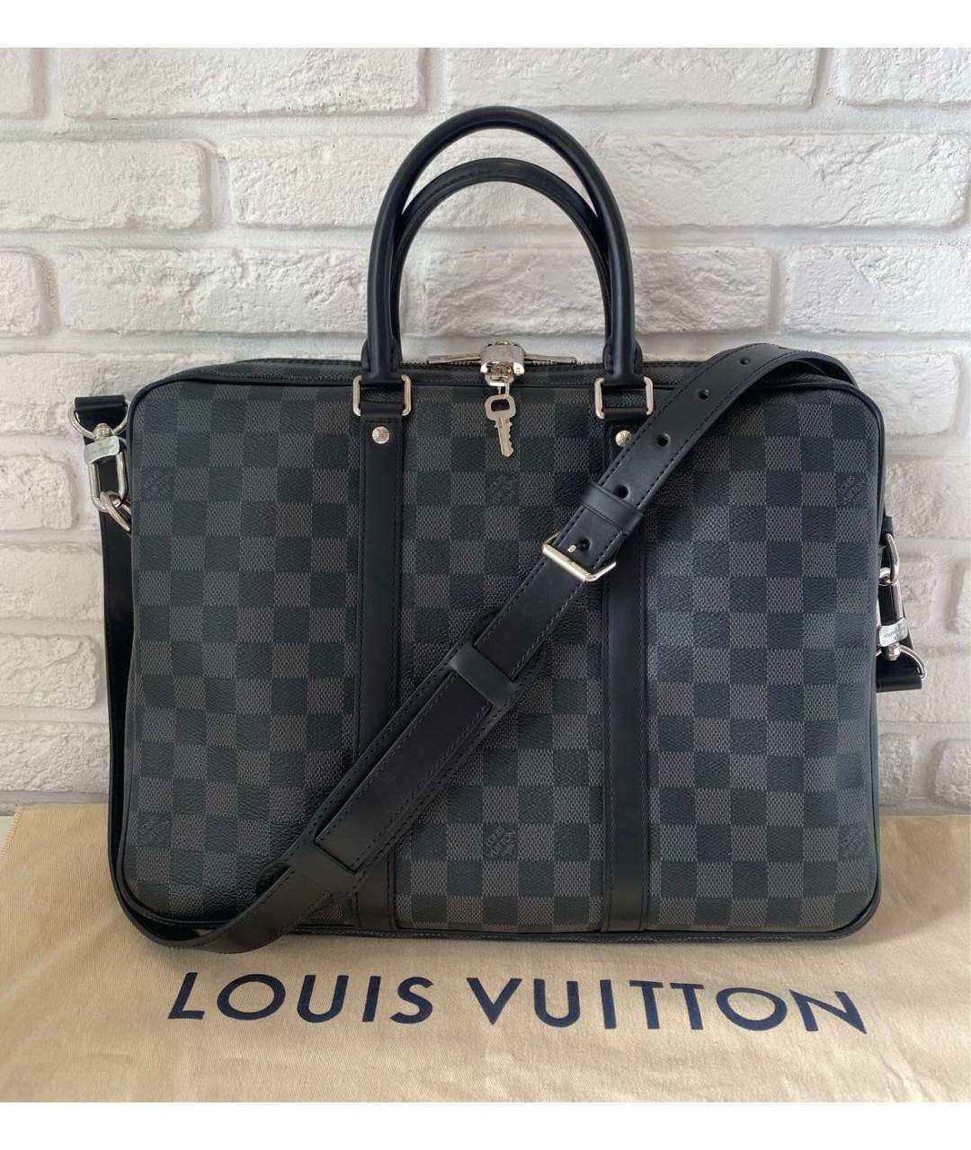 LOUIS VUITTON Антрацитовый портфель, фото 9