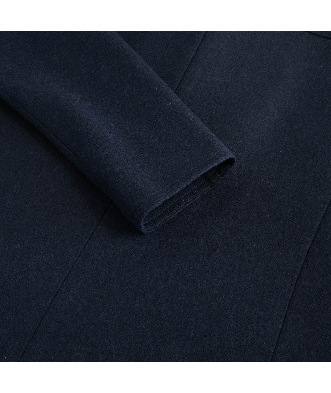SAINT LAURENT Темно-синее шерстяное пальто, фото 5