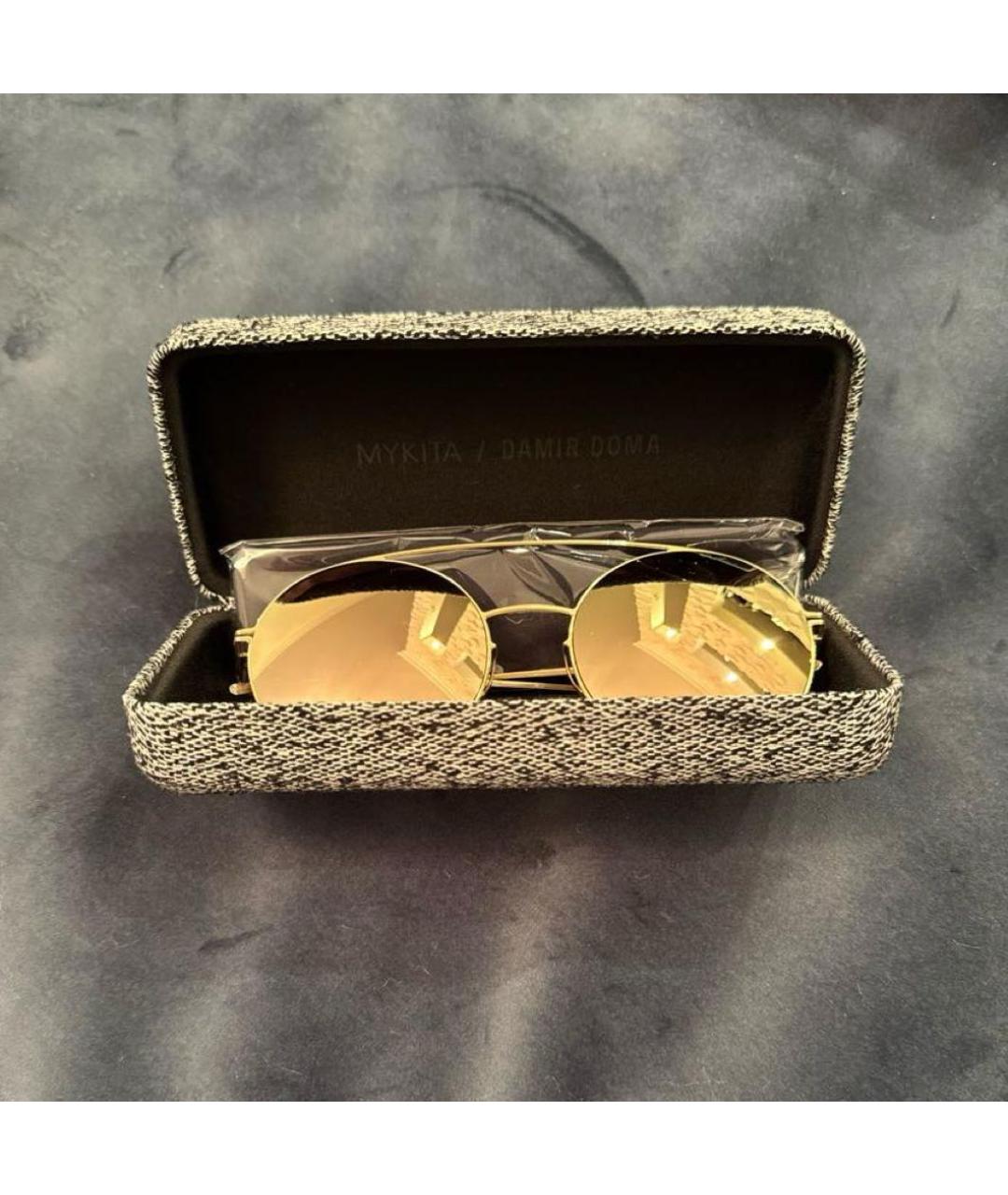 MAISON MARGIELA Золотые металлические солнцезащитные очки, фото 3