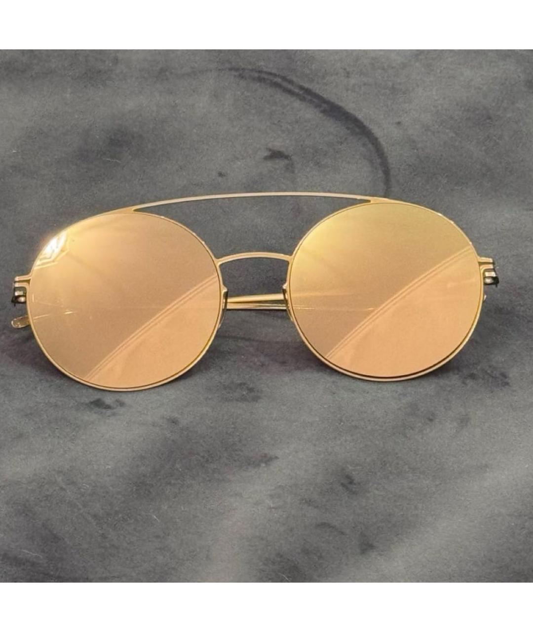 MAISON MARGIELA Золотые металлические солнцезащитные очки, фото 2